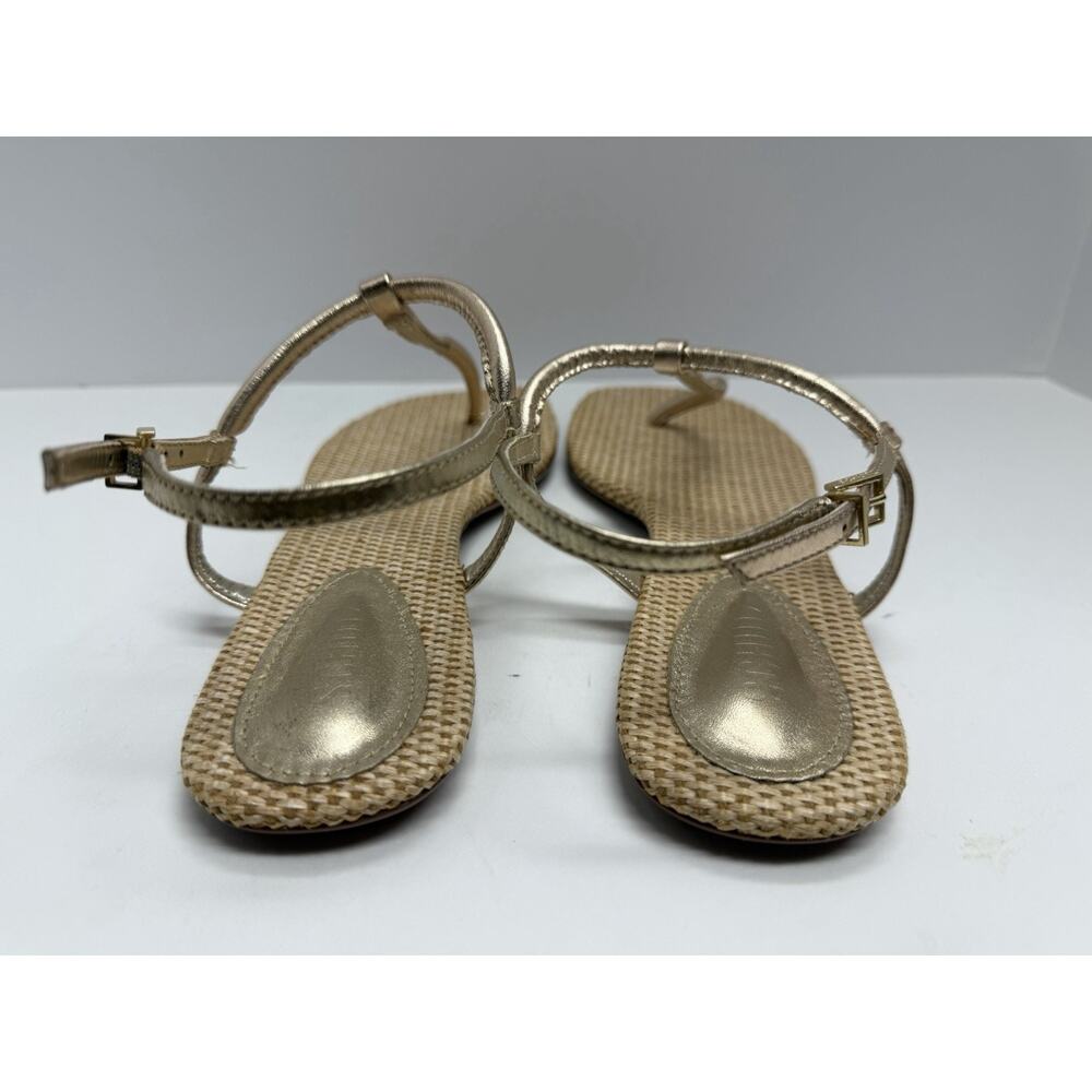 Schutz Women’s Elsha Gold Metallic Strappy Sandals T Strap Summer Size 9.5 M - Picture 5 of 10